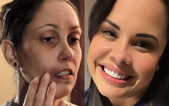 Cantora é criticada por clipe com violência contra a mulher - Comportamento 2 Do lado esquerdo a cena do clipe%3B do lado direito a cantora Cassiane