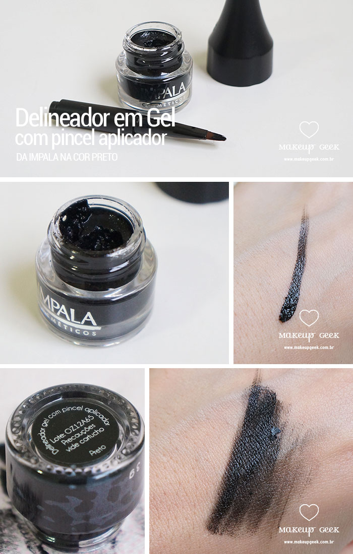 Delineador  Gel da Impala com Pincel Aplicador na cor Preto