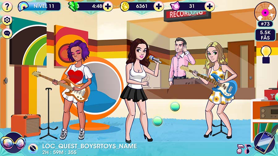 Eu  estúdio, gravando uma música