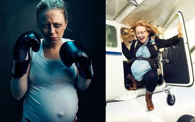 Ensaio divertido retrata o que você não deve fazer durante a gravidez Ensaio divertido retrata o que você não deve fazer durante a gravidez